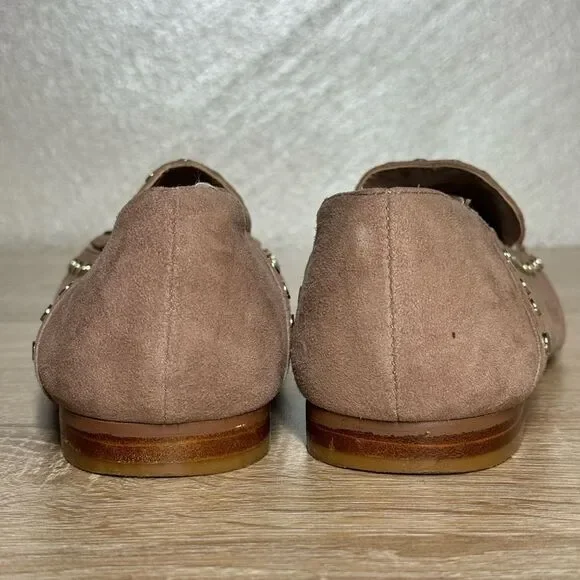 Bleecker & Bond Arianna Women 7.5M Beige Suede Studded Flats Loafers Shoes - Picture 4 of 11
